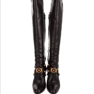 Versace leather over the knee boots